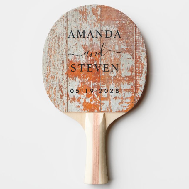 Raquete De Ping Pong Casal de Madeira de Celeiro Usada com Data de Casa (Verso)