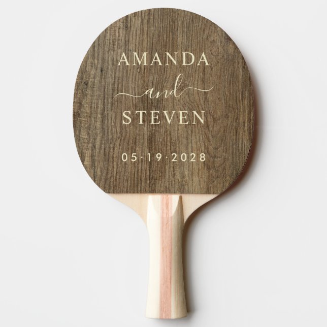 Raquete De Ping Pong Casal de Madeira de Hickory com Casamento (Verso)