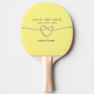 Raquete De Ping Pong Casamento Amarelo Salvar a Data Convite