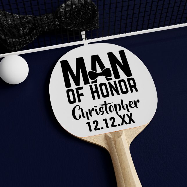 Raquete De Ping Pong Casamento Homem de Honra Presente Ping Pong Paddle (Perfect ping pong paddle for your Man of Honor! Just add his name and your wedding date)