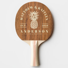 Raquete De Ping Pong Casamento Tropical Abacaxi Elm Wood