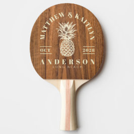 Raquete De Ping Pong Casamento Tropical Abacaxi Elm Wood