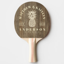 Raquete De Ping Pong Casamento Tropical de Abacaxi em Madeira de Hickor