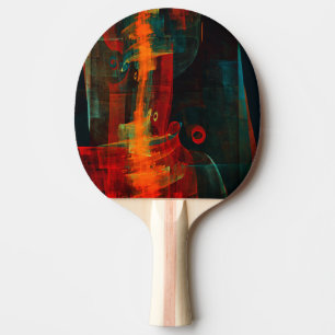 Raquete De Ping Pong Cascata Laranja Vermelho Abstrato