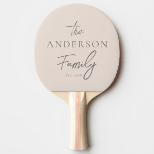 Raquete De Ping Pong Castelo de Areia Rosa Nome da Família Escrito à Mã