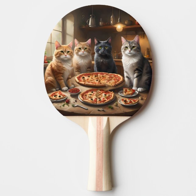 Raquete De Ping Pong Cat Pizza Night, (Frente)