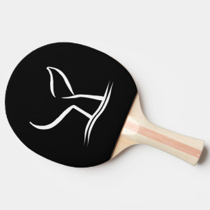 Raquete De Ping Pong Cauda branca sobre preto