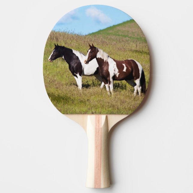 Raquete De Ping Pong Cavalos na encosta da colina (Frente)
