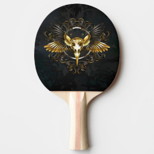 Raquete De Ping Pong Caveira de ouro sobre fundo preto