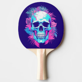 Raquete De Ping Pong Caveira Floral no Estilo Vaporwave
