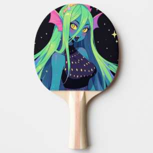 Raquete De Ping Pong Celestial Neon Mermaid - Kawaii Siren Sósmico Vibe