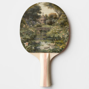 Raquete De Ping Pong Cena botânica dos cisnes num jardim inglês