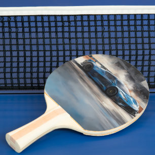 Raquete De Ping Pong Cena de Corrida Urbana Azul Dinâmica