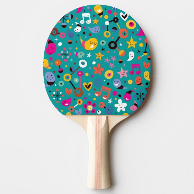 Raquete De Ping Pong cerceta do teste padrão dos desenhos animados do (Frente)