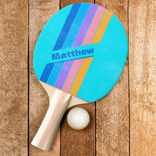 Raquete De Ping Pong Céu Oceânico Neon dos Anos 80 Angustiado com Listr