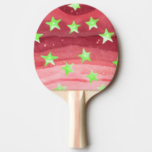 Raquete De Ping Pong céu vermelho com estrelas