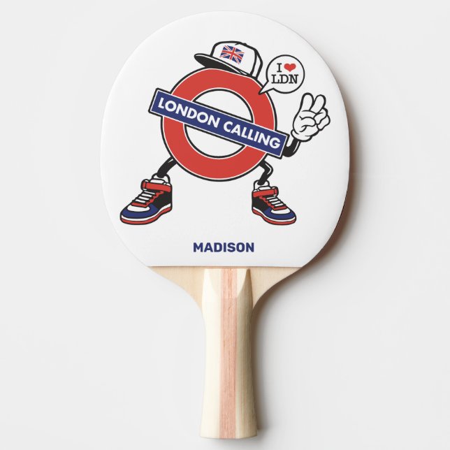 Raquete De Ping Pong Chamada London de Nome Personalizado (Frente)