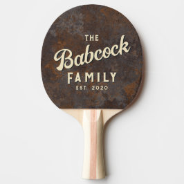 Raquete De Ping Pong Chapa de Metal Enferrujada Nome da Família e Ano R
