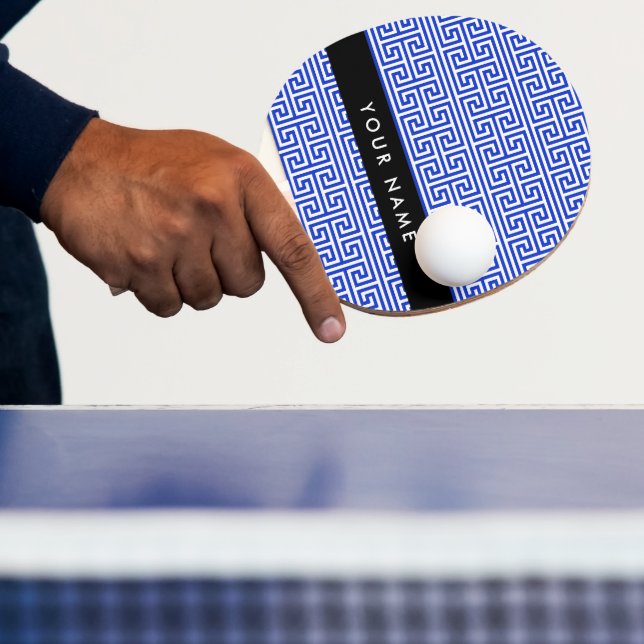 Raquete De Ping Pong Chave Grega Meander H Blue, Seu Nome Personalizar (Insitu)