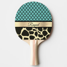 Raquete De Ping Pong Chic Quatrefoil Girafa Impressão