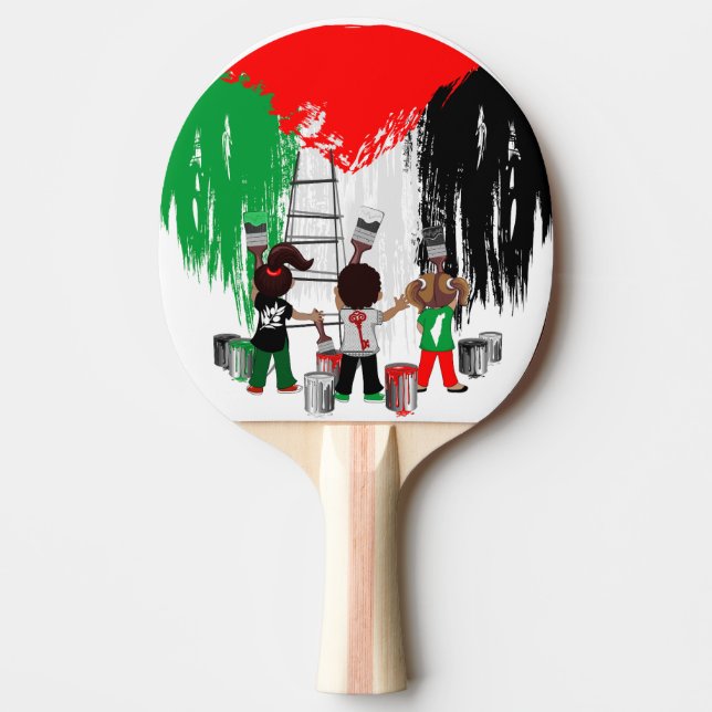 Raquete De Ping Pong Children of Gaza Painting Palestine Flag  (Frente)
