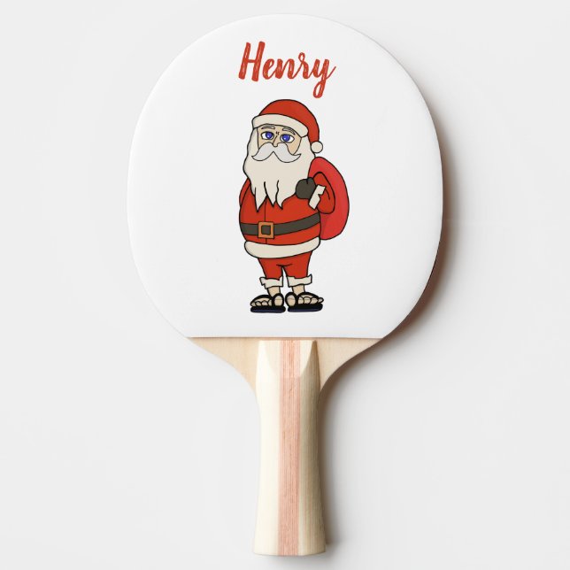 Raquete De Ping Pong Chinelos de Natal do Papai Noel Personalizado (Frente)