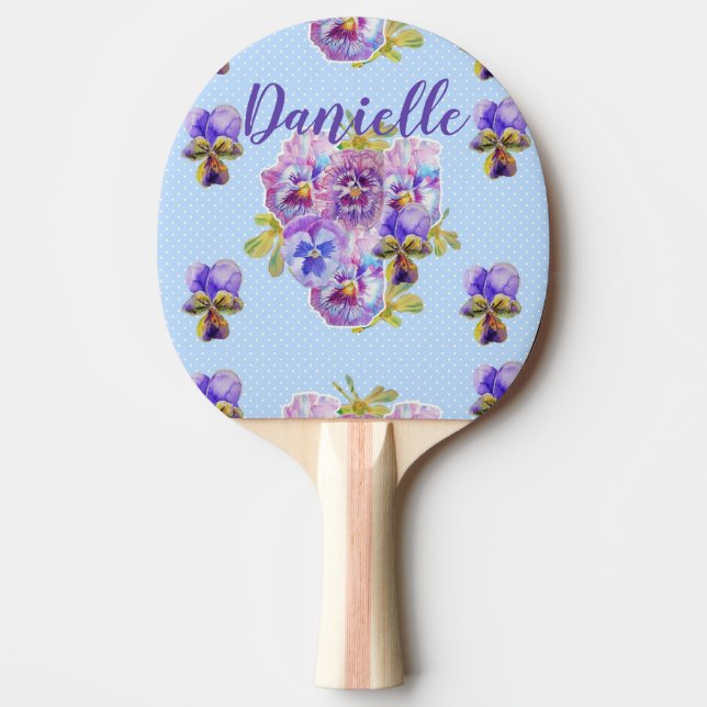 Raquete De Ping Pong Chique Blue Flowers Floral Ping Pong Pong Paddle (Frente)
