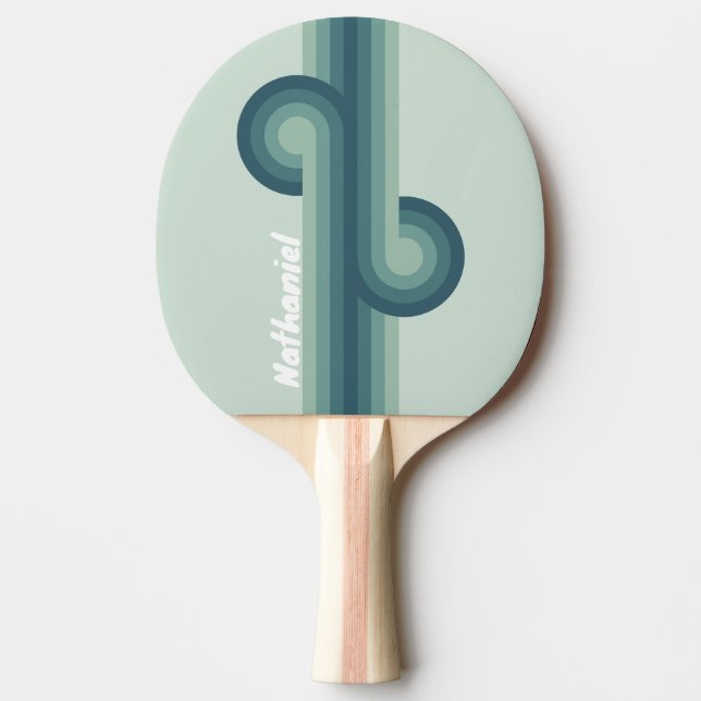 Raquete De Ping Pong Ciclo Nostálgico Verde Oceano com Nome (Frente)