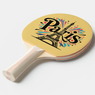 Raquete De Ping Pong Cidade das Luzes: Arte de Tipografia Negrita de Pa