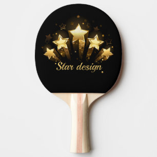 Raquete De Ping Pong Cinco estrelas douradas a preto