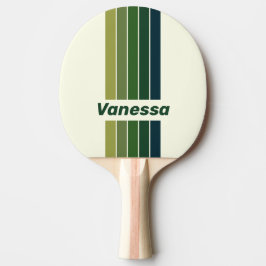 Raquete De Ping Pong Cinco Listras Verde Retro com Nome