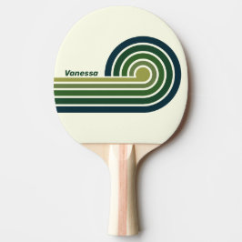 Raquete De Ping Pong Cinco Listras Verde Retro com Nome