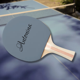 Raquete De Ping Pong Cinza Ardósia Moderno Nome Minimalista Moderno