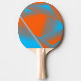 Raquete De Ping Pong Cinza Azul Laranja Ombre Arte Geométrica
