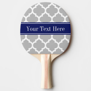 Raquete De Ping Pong Cinza Branco marroquino nº 5 Marinho azul nome mon