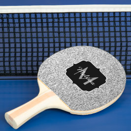 Raquete De Ping Pong Cinza de prata brilha por brilho Monograma