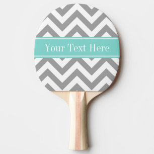 Raquete De Ping Pong Cinza Dk White LG Chevron Turquoise Nome Monograma