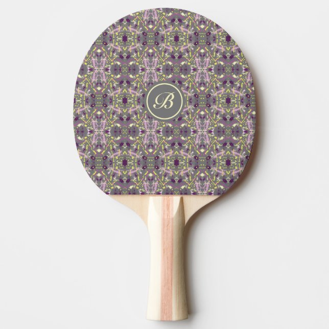 Raquete De Ping Pong Cinza e Abstrato amarelo (Frente)