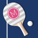 Raquete De Ping Pong Cinza e pré-disquete cor-de-rosa quente Monograma<br><div class="desc">Pás de pingue-pongue impressas personalizadas com um padrão listrado de pré-disquete. Personalize-o com o seu monograma inicial ou outro texto personalizado num quadro de círculo chic. Clique em Personalizar para alterar as fontes ou adicionar seu próprio texto e imagens para criar um único tipo de design.</div>