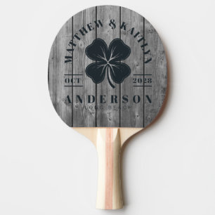 Raquete De Ping Pong Cinza Escuro Limpo Madeira Trevo Irlandês Brasão d