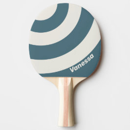 Raquete De Ping Pong Cinza Escuro Retro com Três Listras de Círculo e N