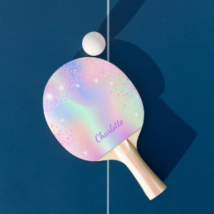 Raquete De Ping Pong Cinza rosado poeira arco-íris monograma roxo