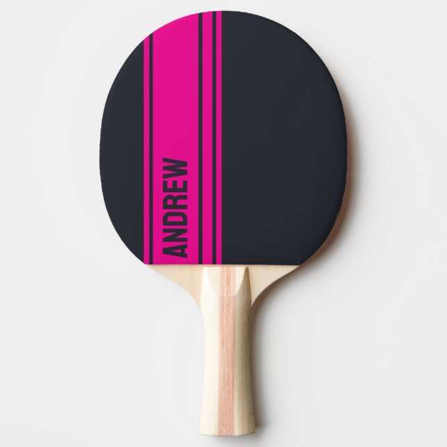Raquete De Ping Pong Cinza Sólido e Rosa Personalizável (Frente)