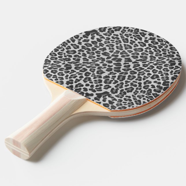 Raquete De Ping Pong Cinzas do leopardo e luz - impressão das cinzas (Frente inclinada)