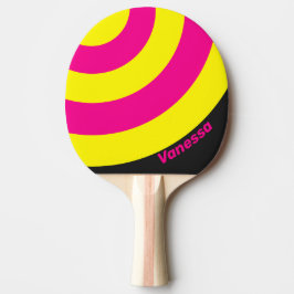 Raquete De Ping Pong Círculo com Listras e Nome com Efeito de Brilho So