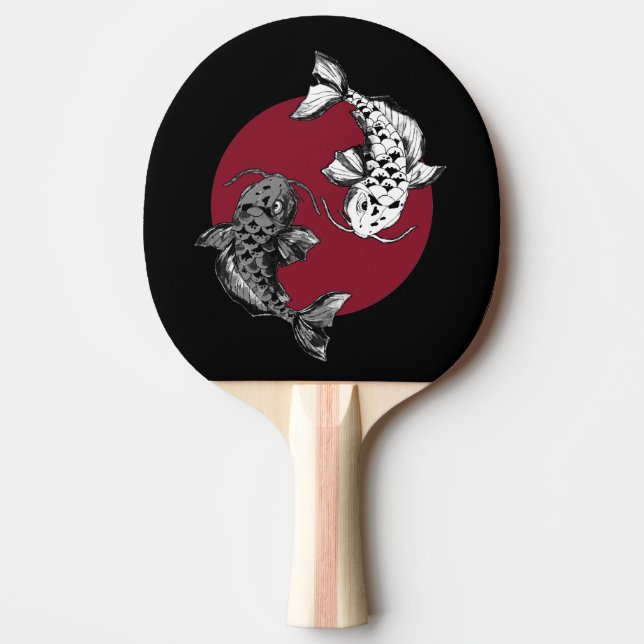 Raquete De Ping Pong Círculo de Carpas Koi Japonesas Vermelhas (Frente)