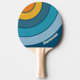 Raquete De Ping Pong Círculo de Faixa Azul Sol com Nome