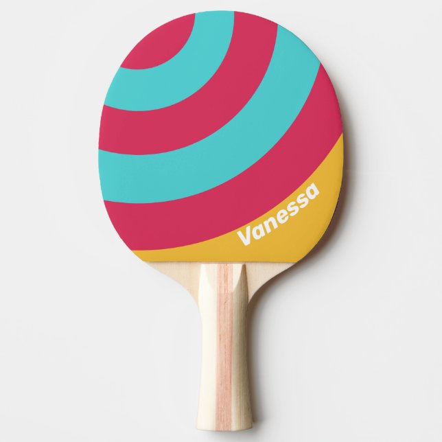 Raquete De Ping Pong Círculo de Faixa com Nome Breeze Tropical Retro (Frente)