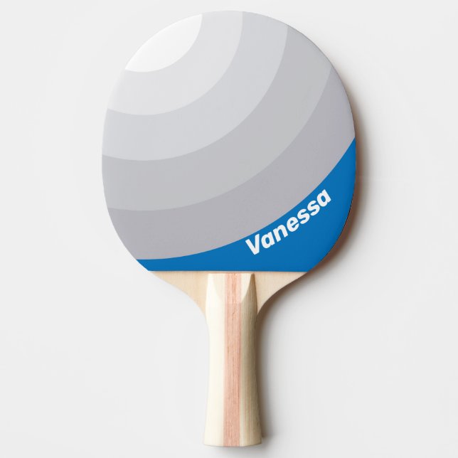Raquete De Ping Pong Círculo de Faixa de Céu Azul Nublado com Nome (Frente)