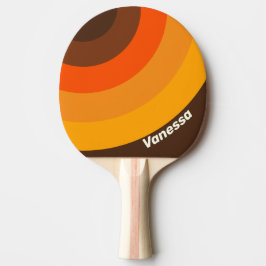 Raquete De Ping Pong Círculo de Listra Retro Marrom com Nome
